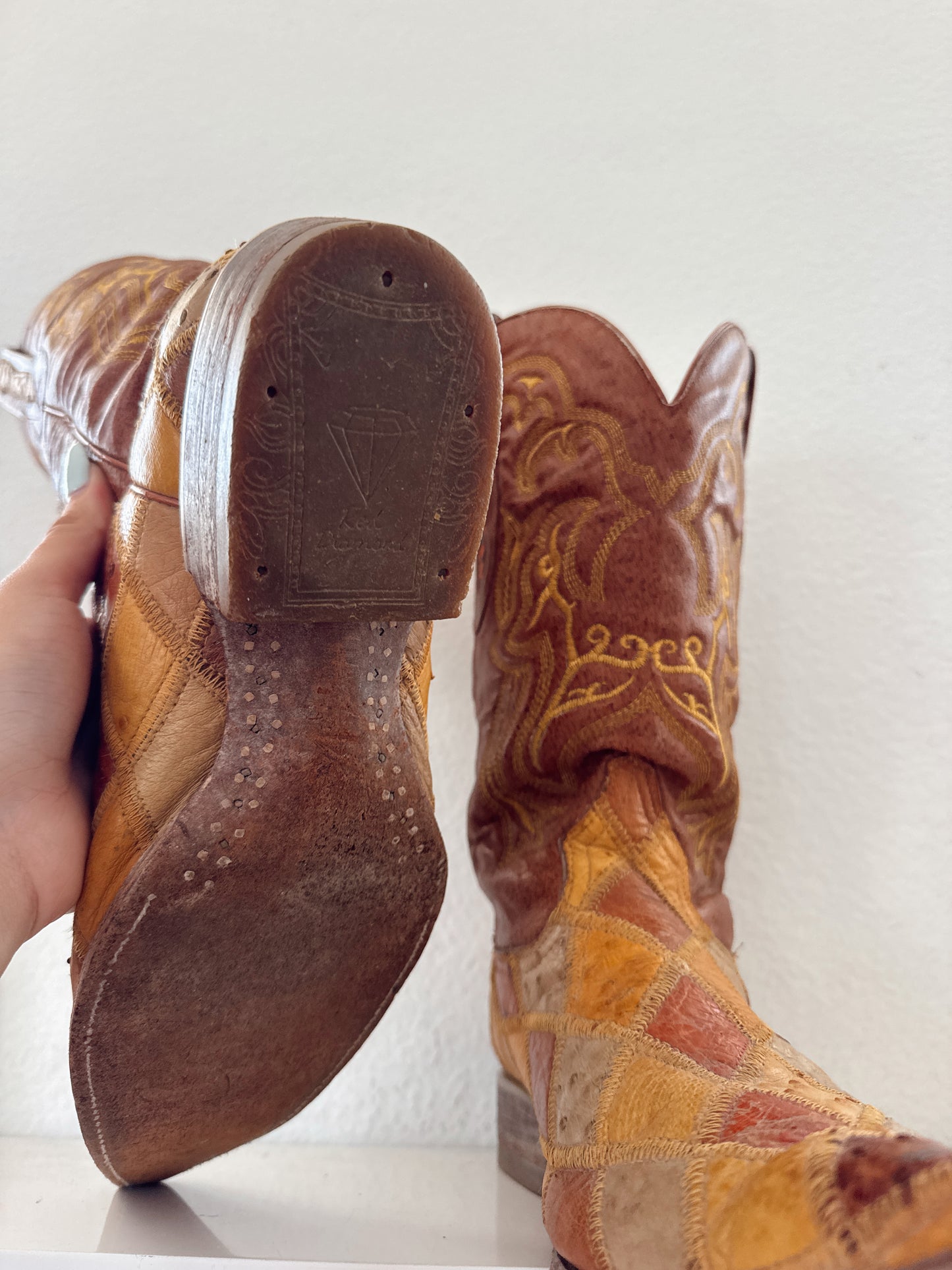 Vintage Patchwork Cowboy Boots