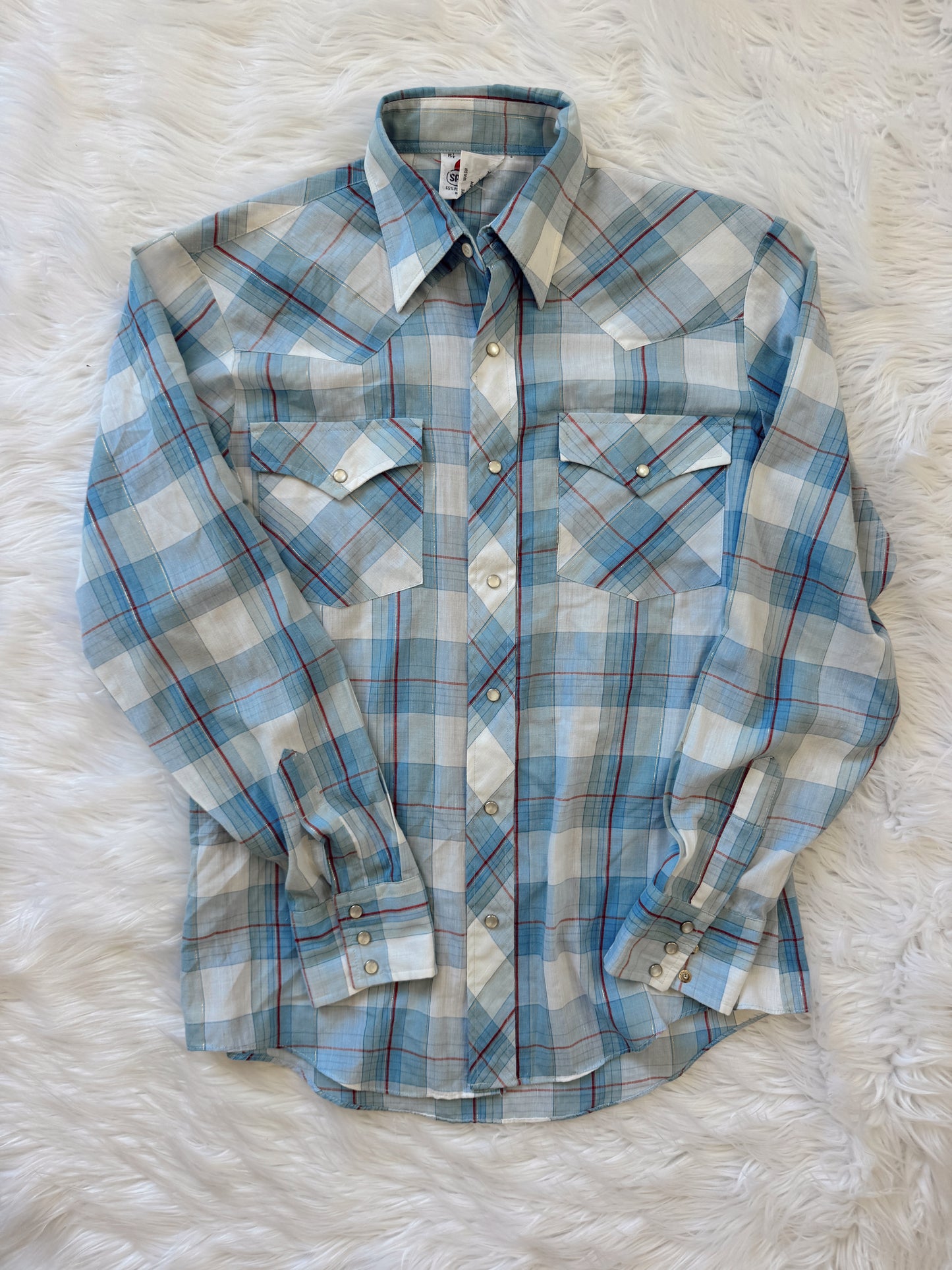 Vintage Blue Pearl Snap